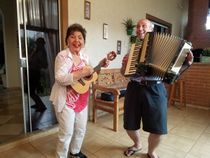 Playing around with the 'Cavaquinho' and 'Acordeon', both national instruments of Brazil.  Joyfully assisted by former pianist Prof. Taylor while touring with my ensemble: The Rachmaninoff Duo.